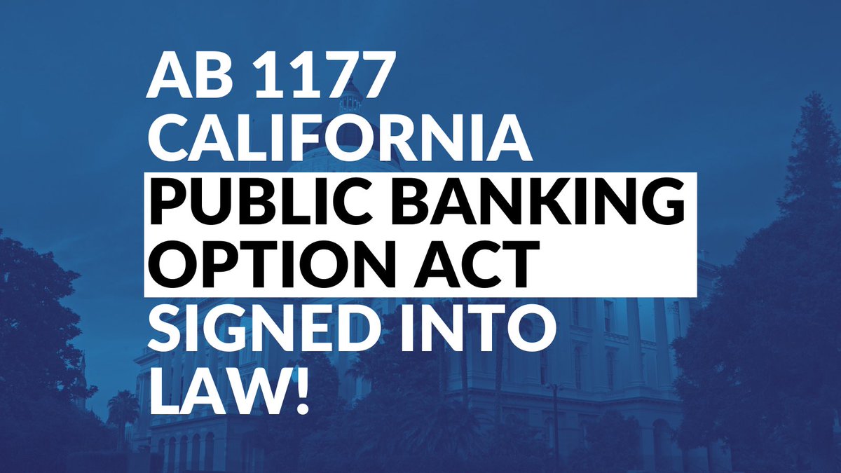 capublicbanking's tweet image. HISTORIC! Today Governor @GavinNewsom signed #AB1177, the California Public Banking Option Act, which sets into motion the creation of the CalAccount program guaranteeing basic banking services to all Californians without fees or penalties.
