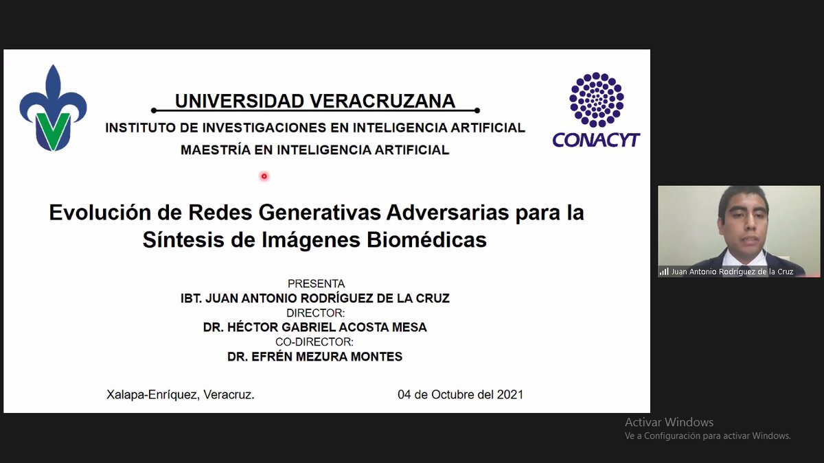 iiia_uv's tweet photo. 🥳 El @iiia_uv felicita a el estudiante de la MIA IBT. Juan A. Rodríguez de la Cruz, quien hoy aprobó, con mención honorifica, su examen profesional de Maestría, con la tesis “Evolución de Redes Generativas Adversarias para la Síntesis de Imágenes Biomédicas”. Enhorabuena !!! 🏅 https://t.co/WjpnBMlQGr