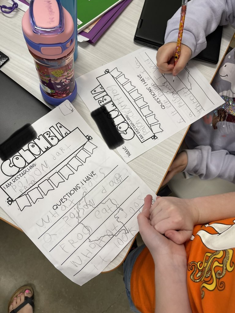 rachcmaresh's tweet photo. Kicking off our Hispanic heritage studies by researching the wildlife of Colombia! I love seeing them excited about pink dolphins and two-toed sloths, but I especially love their eagerness to learn about our world and its people. #empoweringfutures #bettertogether @CharterOakElem https://t.co/v1fjsI46tg