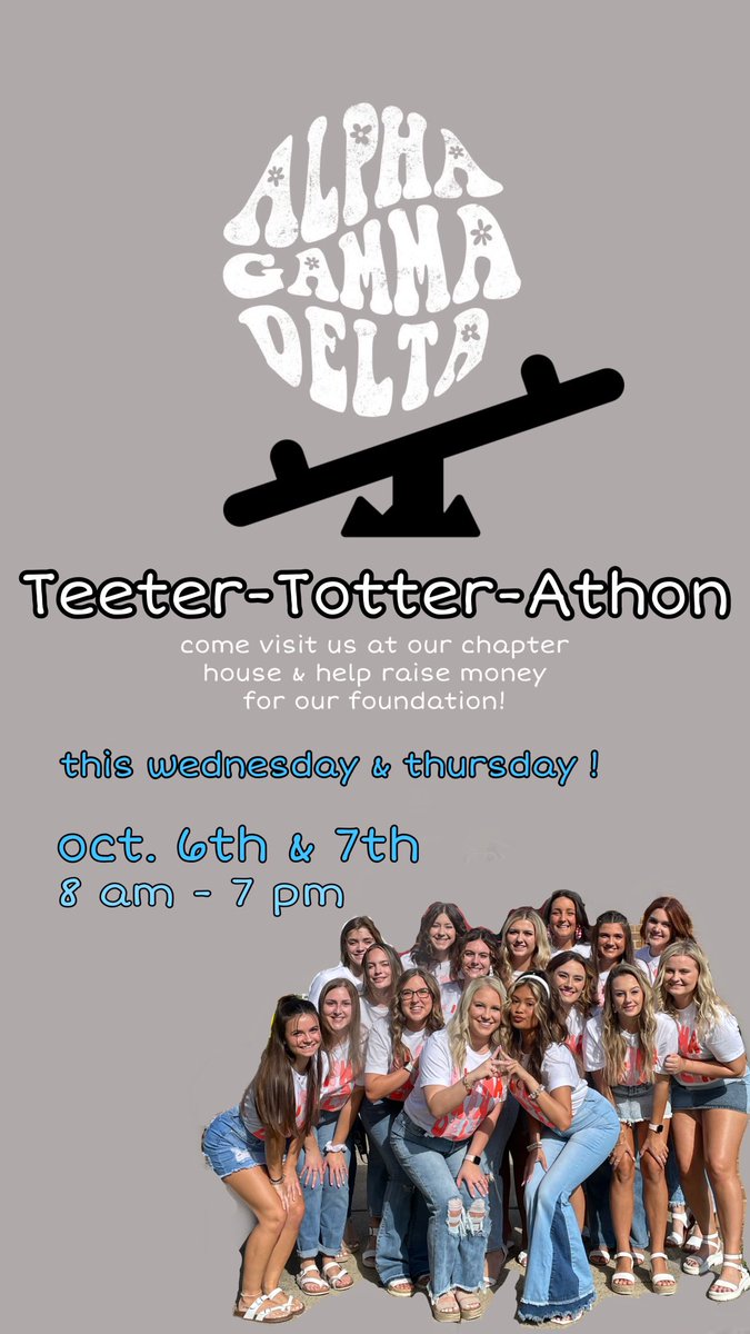 teeter-totter-athon starts this wednesday &amp; thursday ! come visit us at our chapter house 🤍