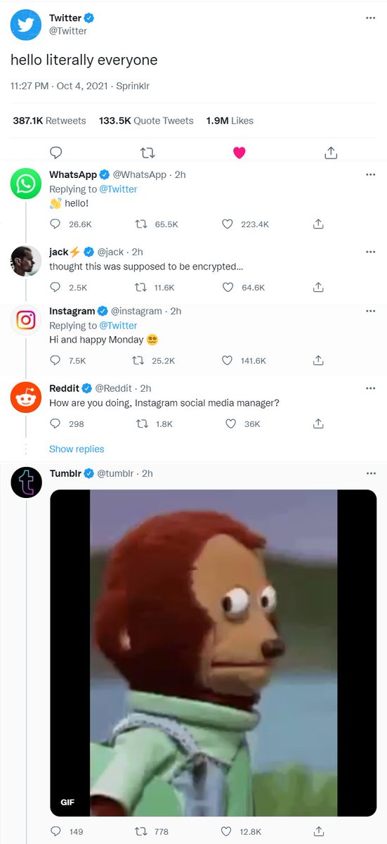 amilinmaggie's tweet photo. WhatsApp, Instagram, and Facebook are down! Twitter, Reddit, and Tumblr are really enjoying this moment by pulling their legs... 🤣🤣🤣

#WhatsAppDown #Facebookdown #instagramdown #serverdown  #WhatsApp https://t.co/rxmd9hBTKy