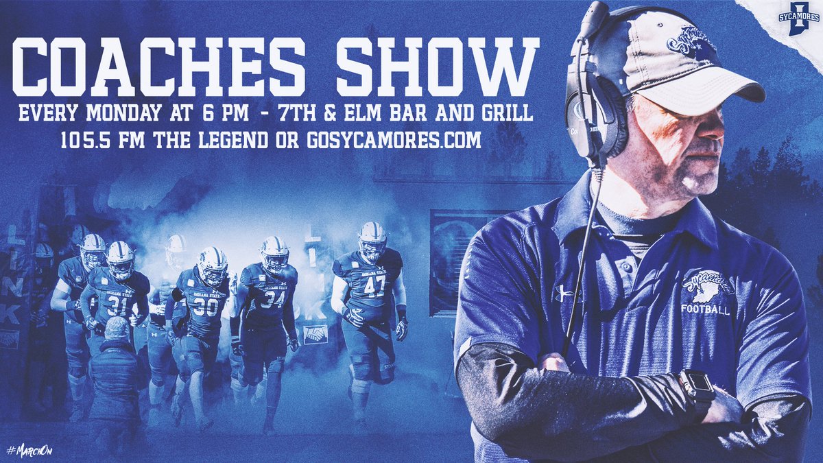 It's Monday, which means it's time to head to <a href="/7thElm/">7th and Elm Bar and Grille</a> tonight for the Indiana State Coaches Show.

We'll see you there, or listen live on <a href="/1055WVIG/">105.5 The Legend</a> 

sycamor.es/3jt7Yld

#MarchOn | #LeaveNoDoubt