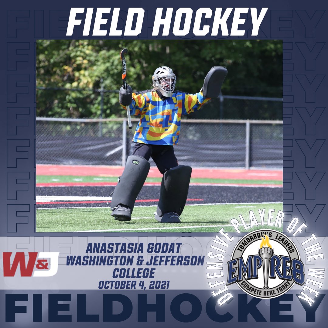 Empire8's tweet photo. Congrats to the #E8 Field Hockey Weekly Award Winners. 

Offensive Players of the Week- Bre Socker @FisherAthletics 

Defensive Player of the Week- Anastasia Godat @wjathletics @wjfieldhockey 

#e8 #e8proud #whyd3 #leaderscompetehere https://t.co/vsSuGZjPre