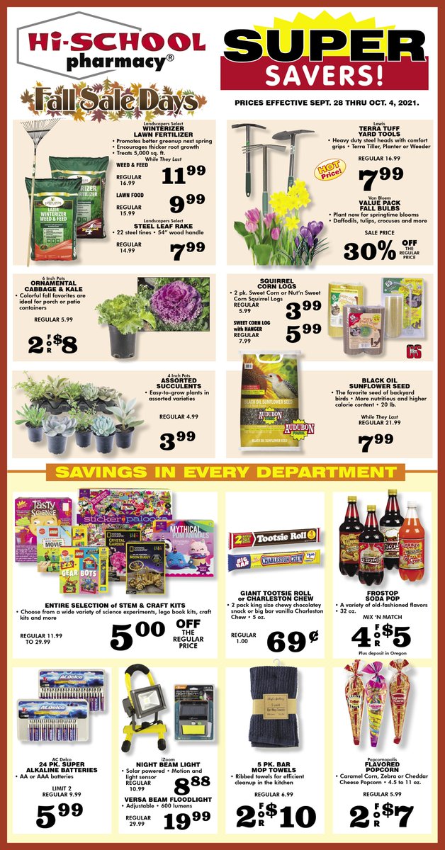 HiSchoolRx's tweet photo. Our current specials running from 09/28 - 10/04 at our Hi-School Pharmacy locations. Want to see more great deals? Visit our website: https://t.co/2fAj70d9Ly https://t.co/Is3gPwF1cE
