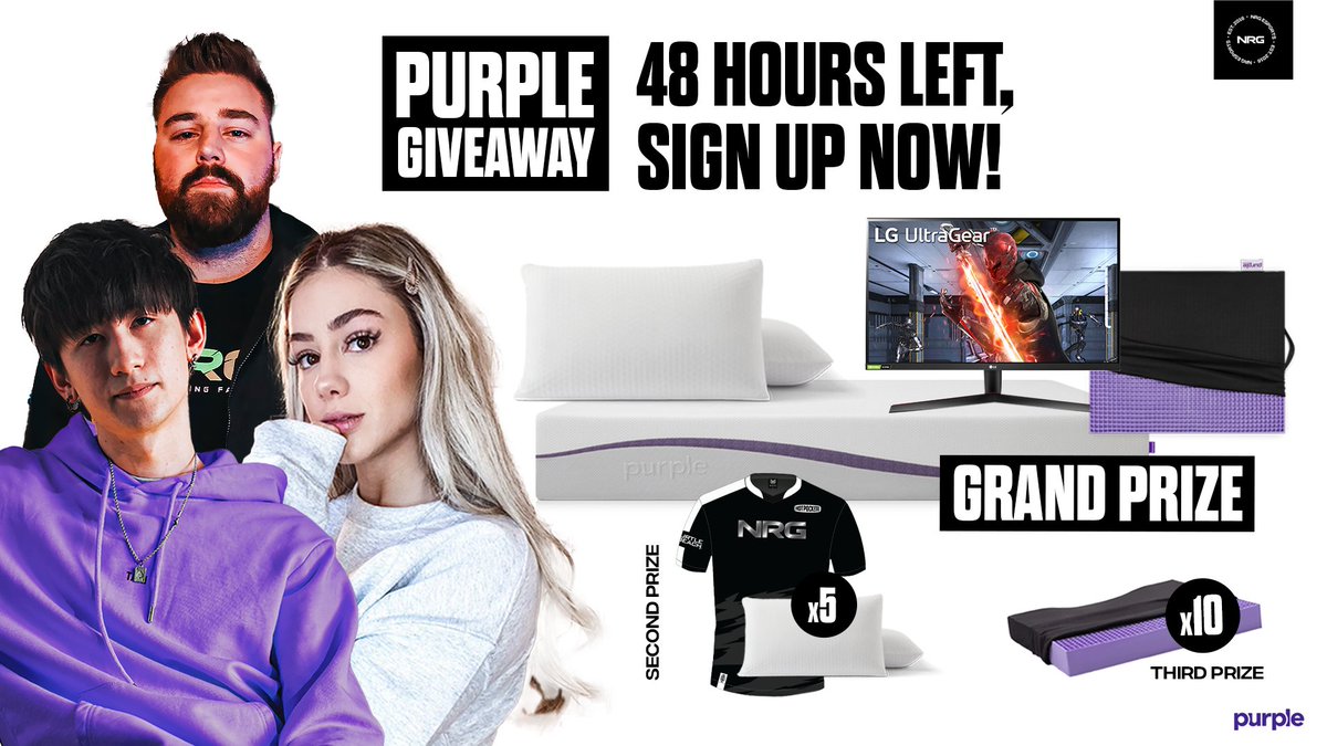 LAST CALL! GIVEAWAY ENDS WEDNESDAY. GET YOUR ENTRIES IN! 🏡 Follow @NRGgg + @Purple 💞 RT + Like ✌️ Tag Two Friends Enter Here 👉 gleam.io/IK2u9/purple-x…