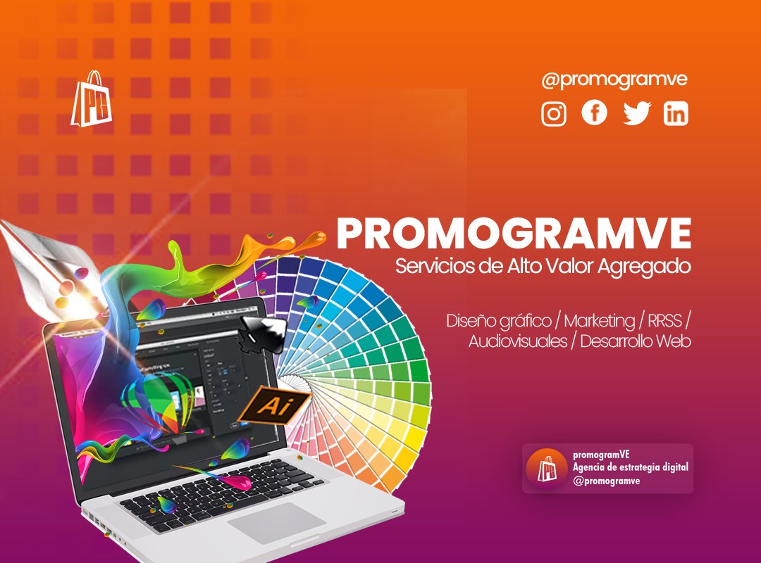 promogramve's tweet photo. Somos la agencia digital por excelencia que ofrece servicios de alto valor agregado, para #empresas, #pymes, #corporaciones e instituciones

Somos expertos en #diseño gráfico, #Marketing digital, producción #Audiovisual y Redes sociales

#promogramve #venezuela #paypal #whatsapp https://t.co/SjTKMPqB9T