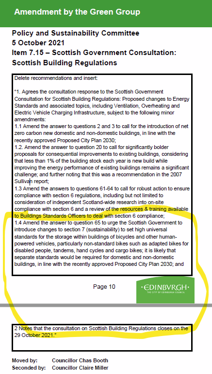 SpokesLothian's tweet photo. Policy Cttee Oct 5 @Edinburgh_CC HERE-->https://t.co/or8bszwhoW
🚲➡️🏘️🏢
👍Greens urge national standards for high quality #BicycleStorage (incl #CargoBikes #AdaptedBikes)
📈#ClimateCrisis
☹️Conservatives seek to postpone #Edinburgh #NetZero 2030➡️2045
@DrCarolineBrown @edfoc https://t.co/V3dGwTIBLG