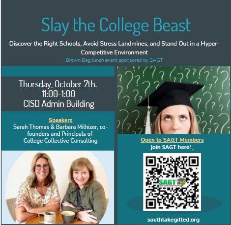 Join us on Thursday for a brown bag lunch and learn and advice on the college admissions process!