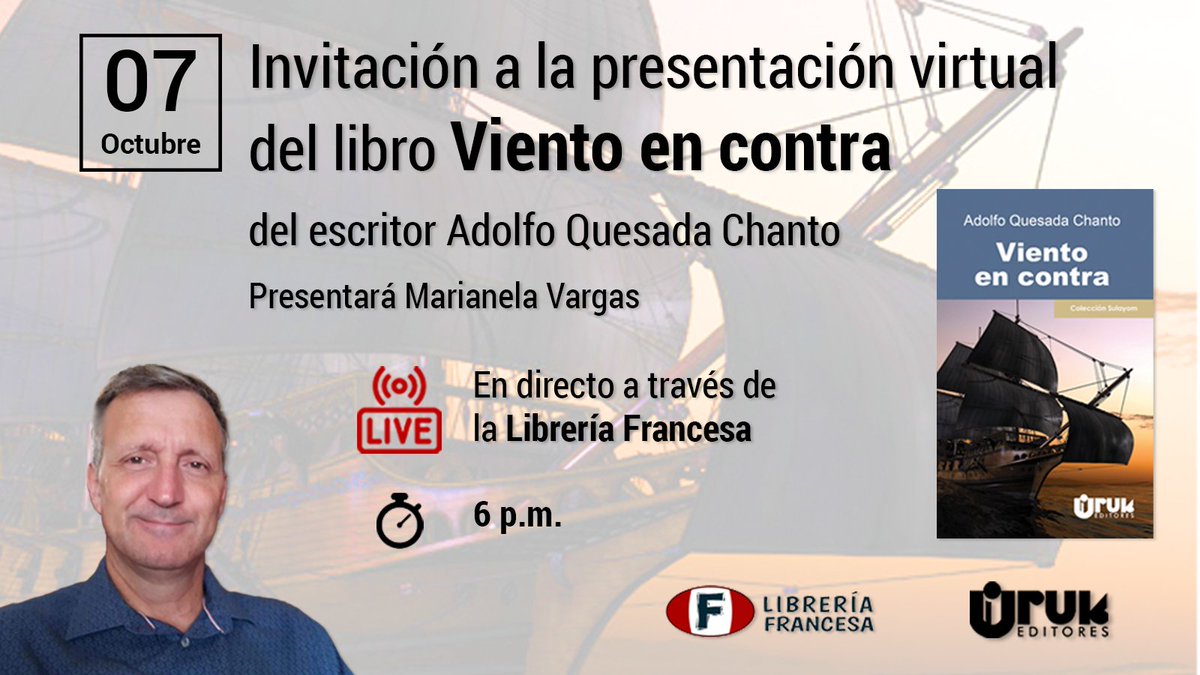 Transmisión en vivo a través del youtube y facebook dela Librería Francesa, donde también podrá adquirir el libro con un 10% de descuento. 
Promoción válida hasta el 7 de octubre.