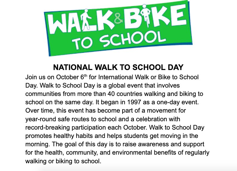 National walk or bike to school is Wednesday! #TheGlenOaksWay #MyMISD #MISDLivesKind #GOLivesKind <a href="/GlenOaksES/">Glen Oaks Elementary</a>