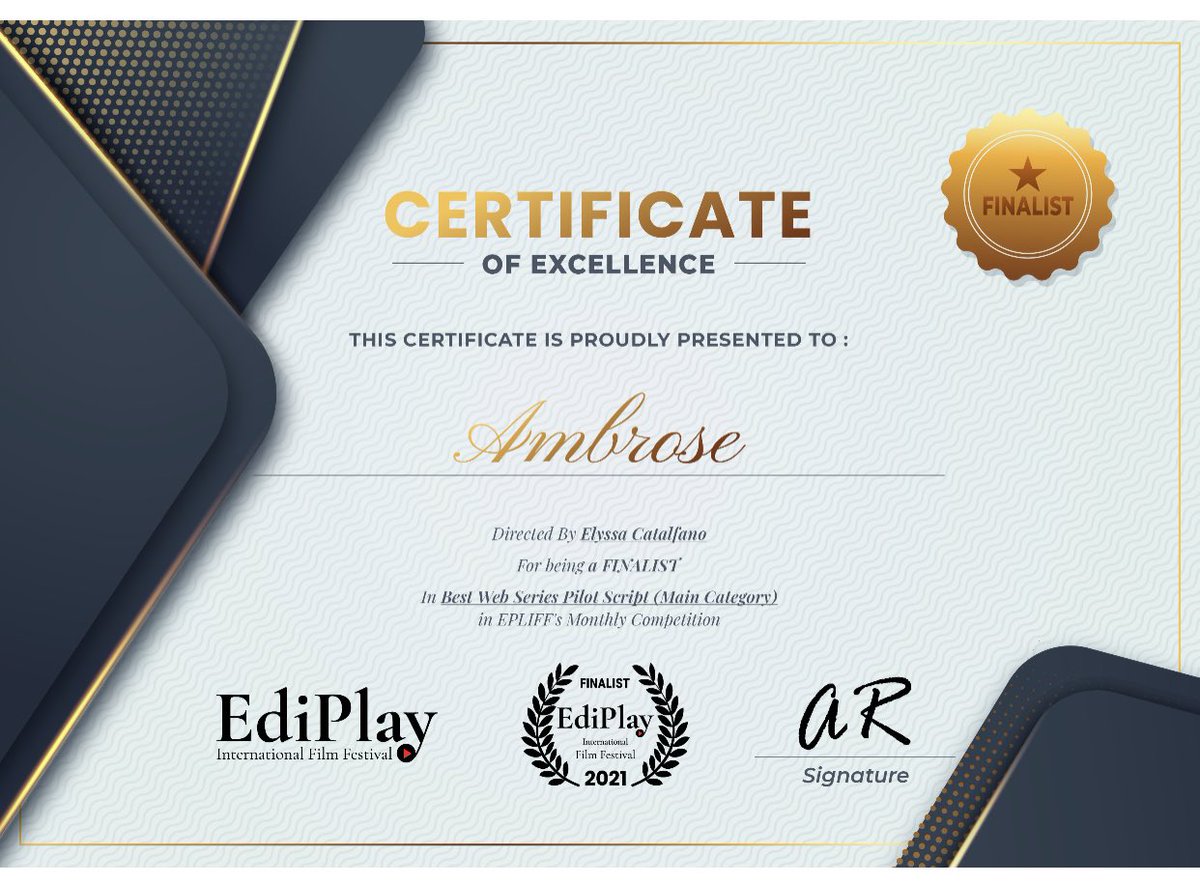 Kittycat03191's tweet photo. Got my certificates as a Finalist for EdiPlay International Film Festival!

#FilmFestival #screenwriting #contest #finalist #script #cerificate https://t.co/WY4xSAPPVS