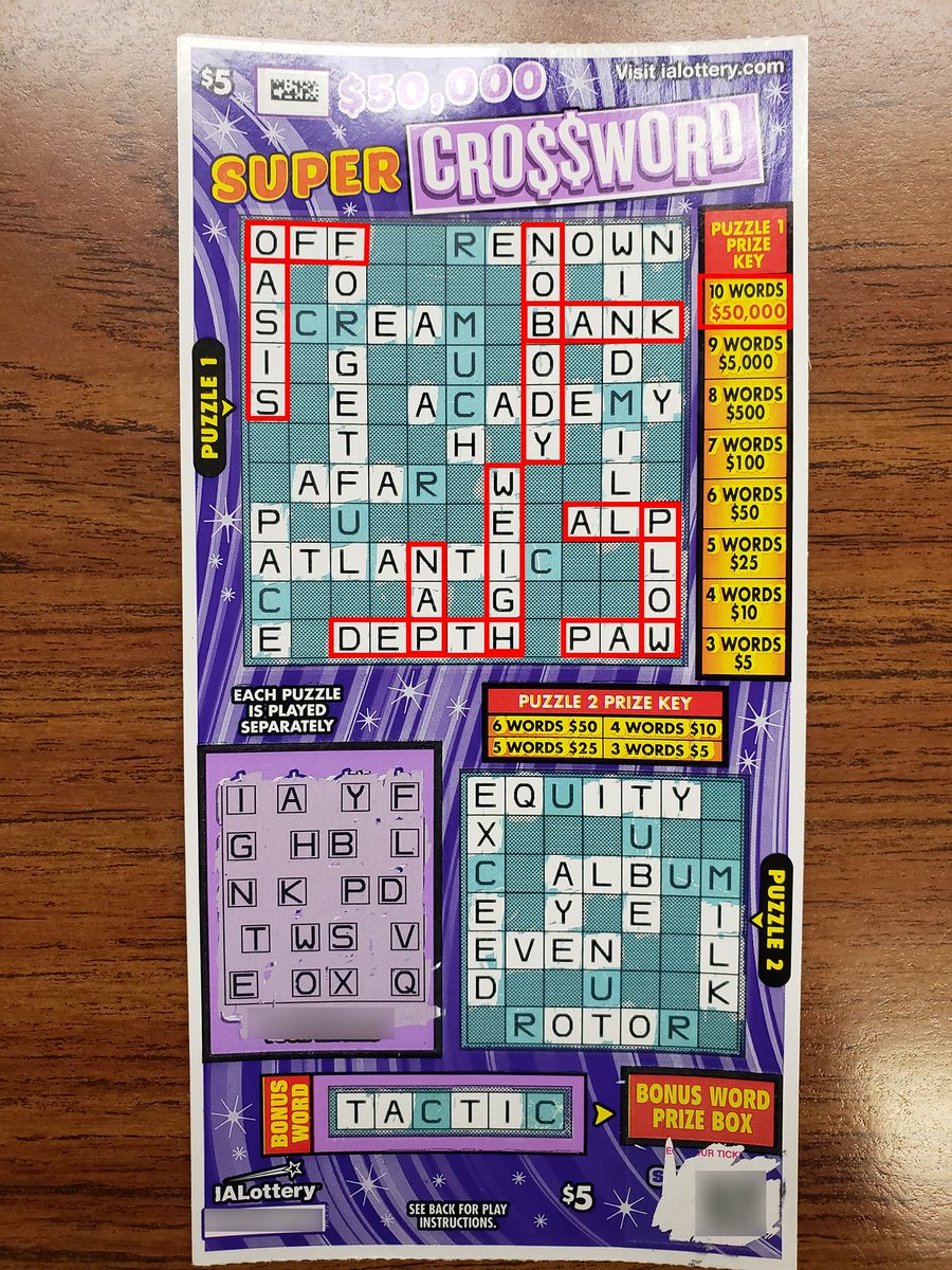 ialottery's tweet photo. Jessica Burk of #IdaGrove landed a $50,000 top prize! She bought her lucky "$50,000 Super Crossword" scratch ticket at Ida Liquor. Congratulations, Jessica! #WooHooForYou https://t.co/PoiQFWnn1g