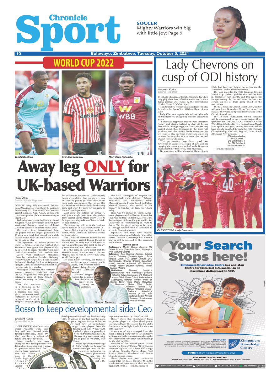 ChronicleZim's tweet image. Chronicle 05 October 2021 Out!