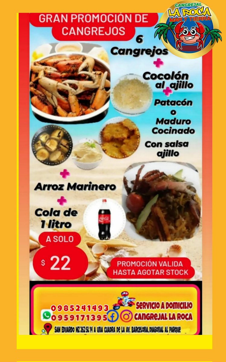 Rachelanny's tweet image. ESTAMOS A SU SERVICIO 🥳🥳🥳
🔻Estamos  a una cuadra de la Av Barcelona diagonal al parque de San Eduardo Mz 262  Sl 14 
ESTO Y MÁS ENCONTRARAS AQUI..‼👇👇👇🤤🦀
Servicio de Delivery 
En Cangrejal la Roca  🐟🦐
👇👇👇
api.whatsapp.com/send?phone=+59…