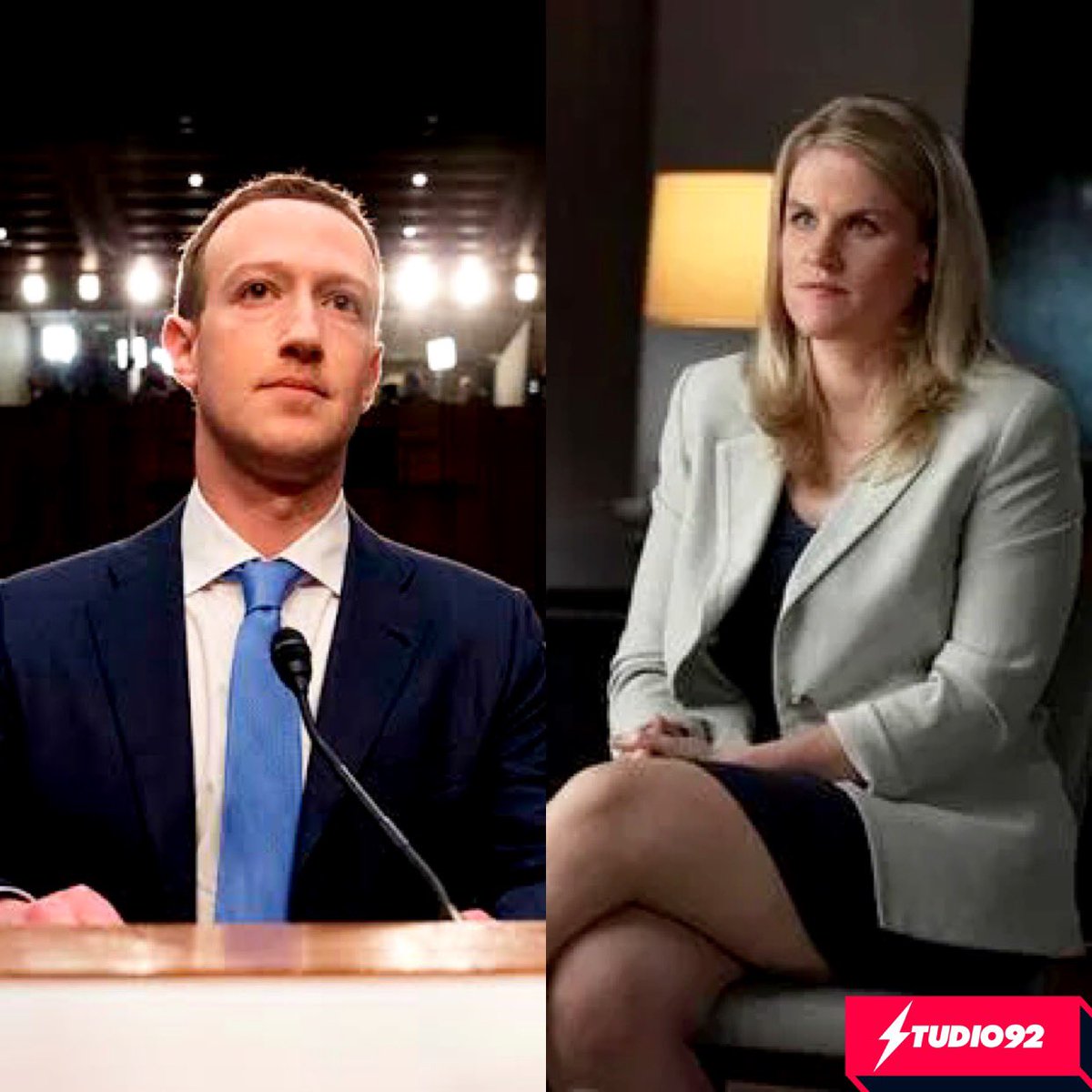 Studio92's tweet photo. 🚨Abro hilo sobre la teoría conspirativa de #MarkZuckerberg: #FrancesHauge, ex trabajadora de Facebook, filtró “archivos secretos” de la empresa a los medios. Este domingo ella dio una entrevista en la #CBS antes de la caída mundial de las redes sociales ¿coincidencia? 🤔 https://t.co/WXcnczmSFX