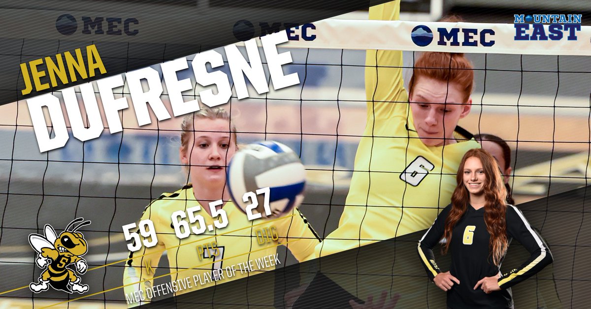 wvsuathletics's tweet photo. 🏐 | Congrats to Jenna Dufresne for being named @TheMountainEast Offensive Player of the Week! This is the 2️⃣nd time this season she received the honor.

📰: https://t.co/01EzItCtCL https://t.co/dCsGJymFGd