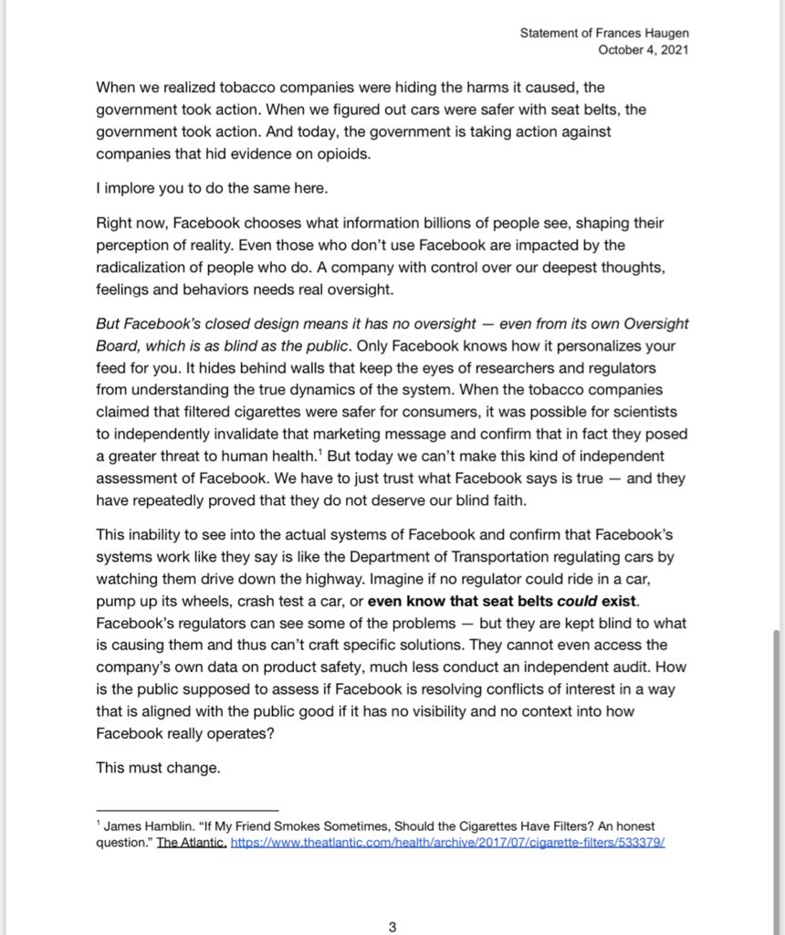 davidshepardson's tweet photo. Full Facebook whistleblower testimony  https://t.co/yi1vvTcjfy https://t.co/1iruVmcC13
