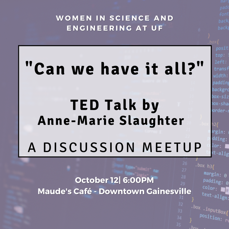 WiSE in GNV FLA (@wise_alligators) on Twitter photo Join us on our first WiSE-up of the semester. We will be watching a Ted Talk by <a href="/SlaughterAM/">Anne-Marie Slaughter🇺🇦</a> named "Can we have it all?" #WomenInScience #WomeninSTEM #UF #WiSEUp #TedTalk
ted.com/talks/anne_mar… Join us on our first WiSE-up of the semester. We will be watching a Ted Talk by <a href="/SlaughterAM/">Anne-Marie Slaughter🇺🇦</a> named "Can we have it all?" #WomenInScience #WomeninSTEM #UF #WiSEUp #TedTalk
ted.com/talks/anne_mar…