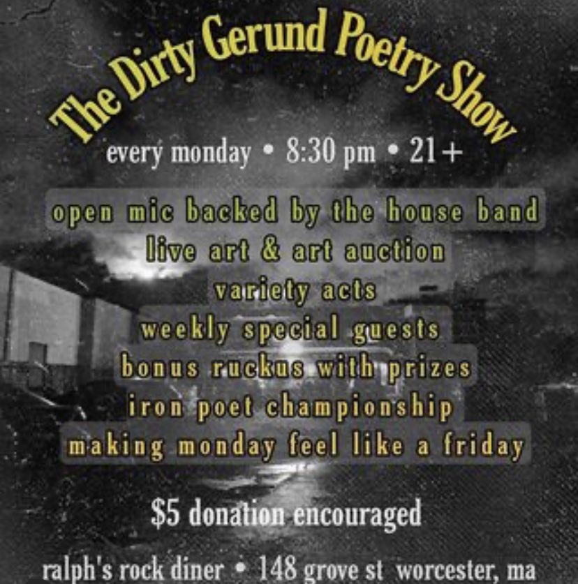 With Facebook and Instagram down might as well remind you cowards on here that we have a poetry open mic night tonight as always! Come read us your best stuff!