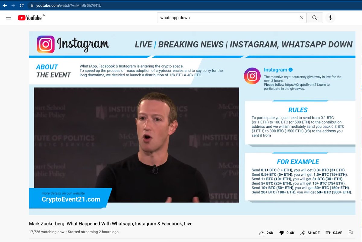 blustream3's tweet photo. #WhatsAppDown #facebookdown #instagramdown do not fall for this crypto scam #crypto #cryptoscams #cryptoscams. This domain name has nothing to do with @instagram. Spread the word and save people from loosing their hard earned crypto currency. #blustream against scammers. https://t.co/I3DJOUyOo9