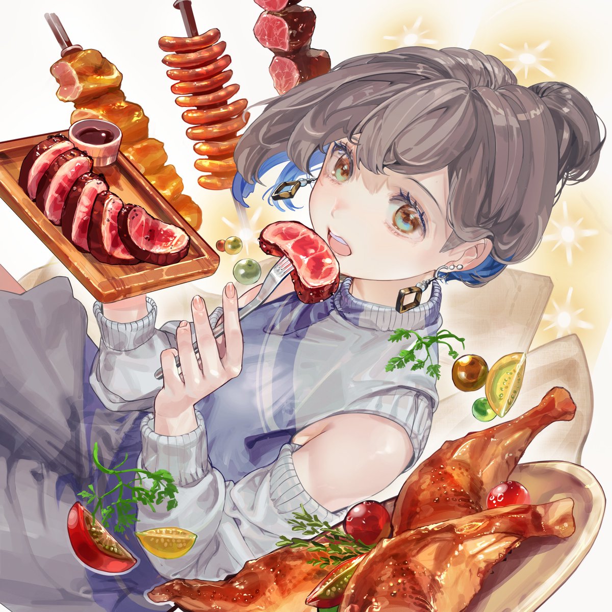 お肉を食べるぞ イラスト Nik Ibi イラスト投稿のイラスト