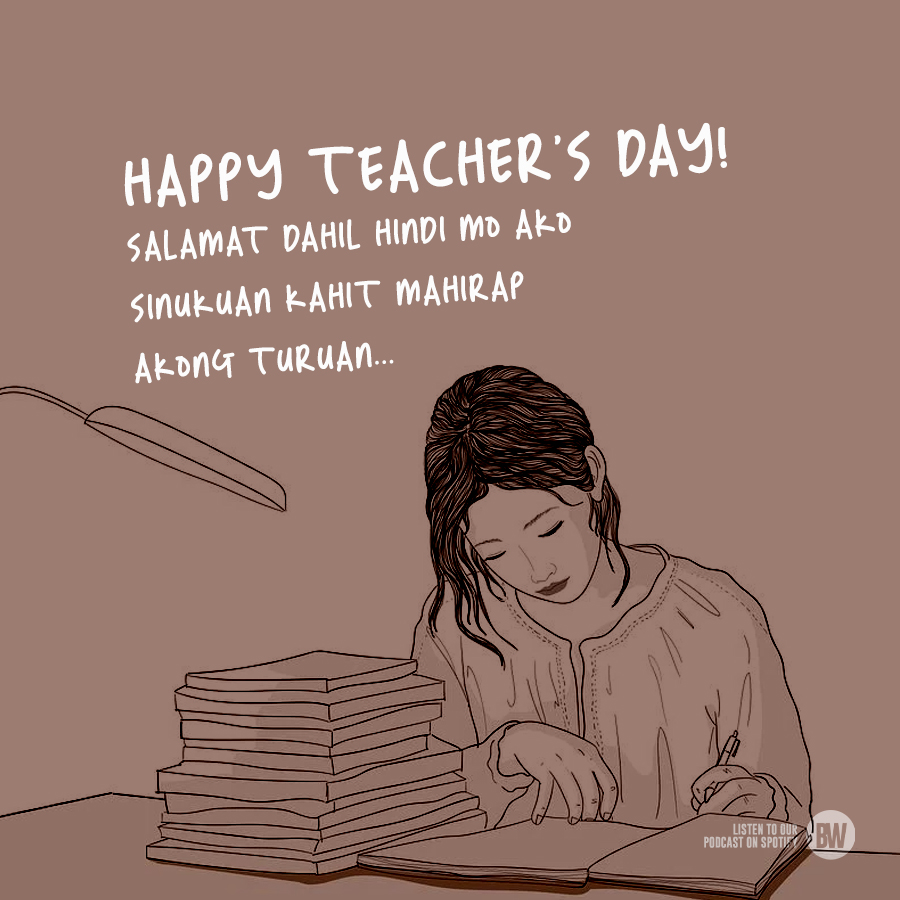 boilingwatersph's tweet photo. Happy #TeachersDay! Salamat hindi mo kami sinukuan! Malayo na ang narating namin ngayon dahil sa puyat, pawis, tiyaga at talino mo. 

Listen to our latest episode on Spotify 🎧https://t.co/Hu1gwhqflT https://t.co/cgBF731FrD