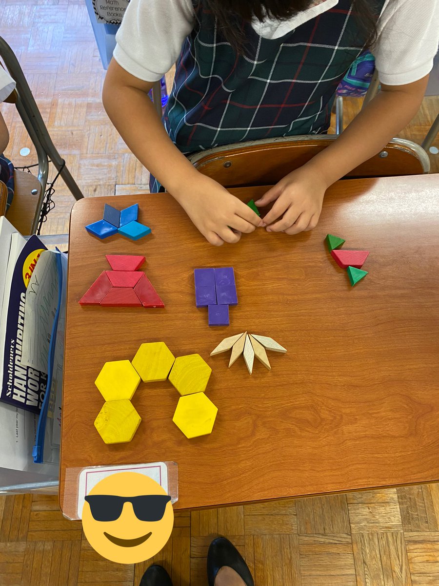 💨✅💡We wanted to count efficiently so we grouped pattern blocks in 2s &amp; 5s. Then we practiced counting aloud. Some of us used our number chart. #InquiryMath #SkipCounting #efficiency #NumberSense