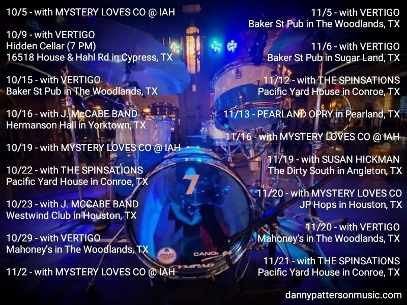 DPattersonMusic's tweet photo. Upcoming dates ...
@SalyersPerc @tnrproducts @SledgePad @Real7drums @castleclutch @CYMPAD_USA @ImpCymbals @Alesis @LPPercussion @JHAudio @remopercussion @CANOPUSDrumsUSA #thedrumwallet #motionpro_drumthrones #drummer #giglife #workingdrummer #drummersoftexas #dannypattersonmusic https://t.co/IrhpGpmLlj