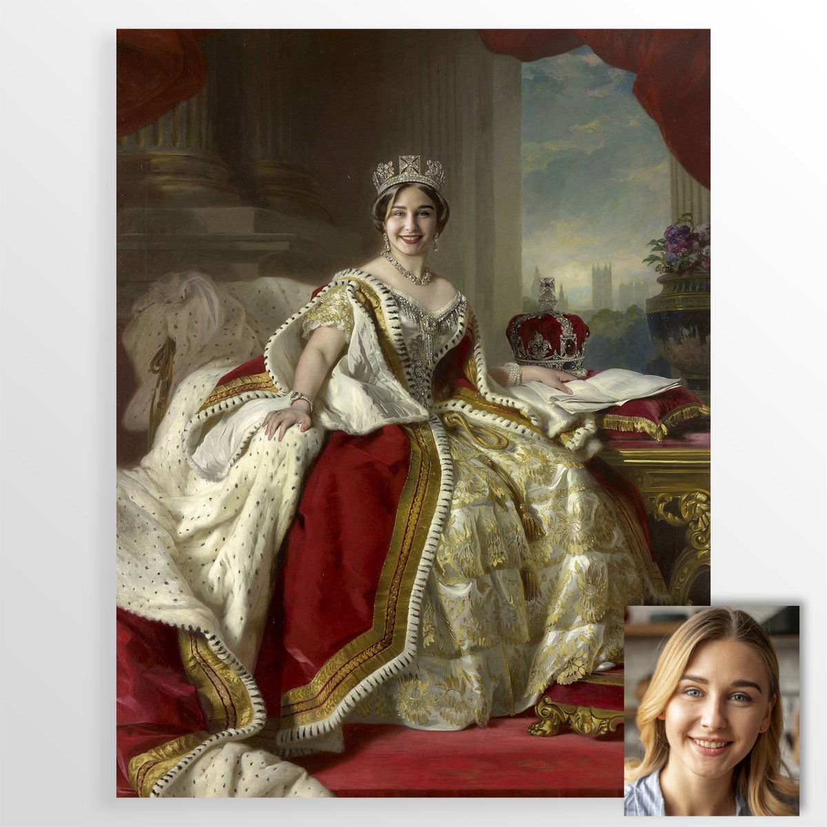 lythiumart's tweet photo. La Reina en sus Aposentos - Retrato Personalizado en Cuadro Canvas https://t.co/zobbYmGyIY #cybermonday2021 #CyberMonday #CyberDay2021 #Cybermondaycl https://t.co/DTvPrTowbP