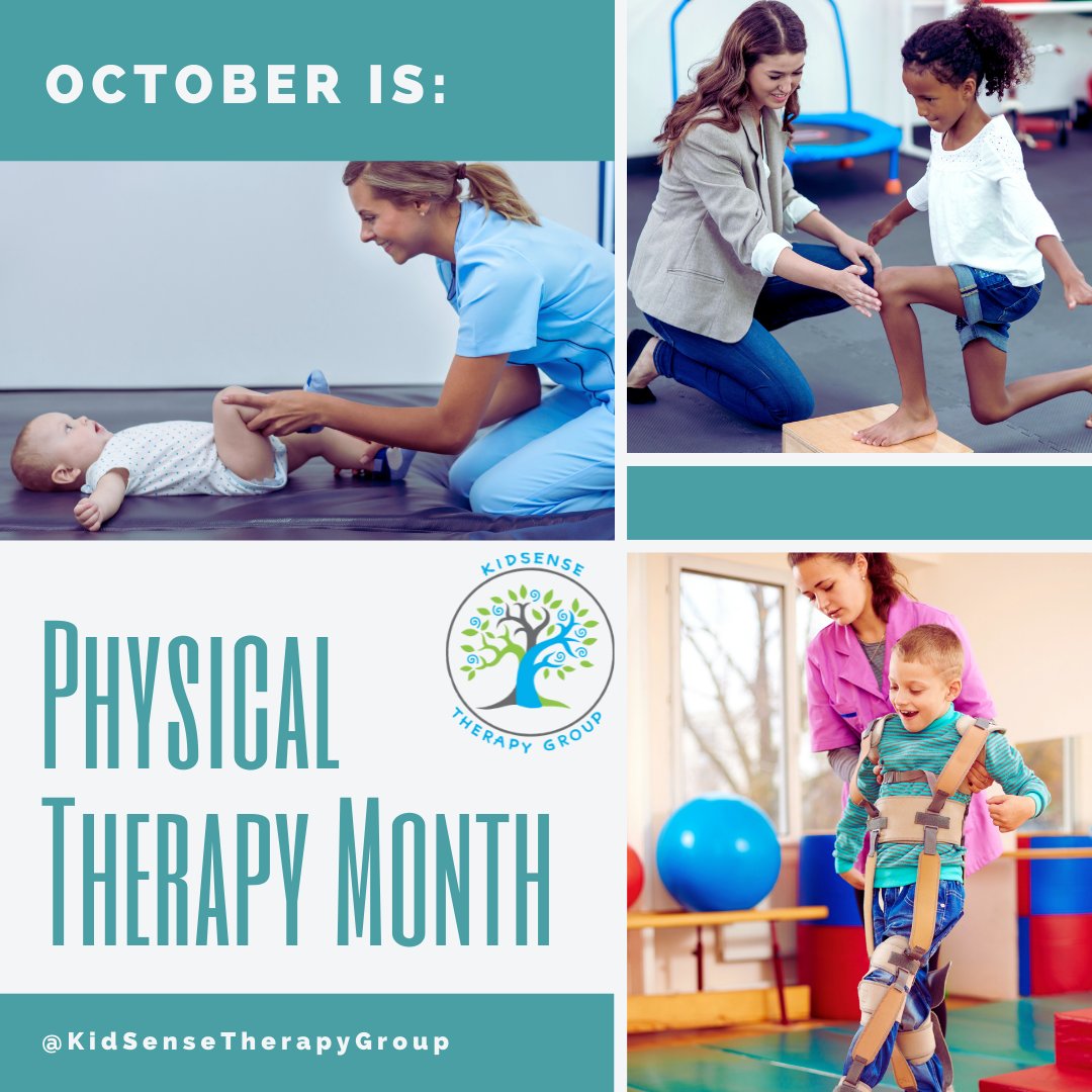 It's Physical Therapy Month! Our PTs work with clients on: balance, coordination difficulties, decreased strength, developmental disabilities, gait training, gross motor difficulties, muscle weakness, neurological disorders, sports injuries and torticollis. Call for support! #pt
