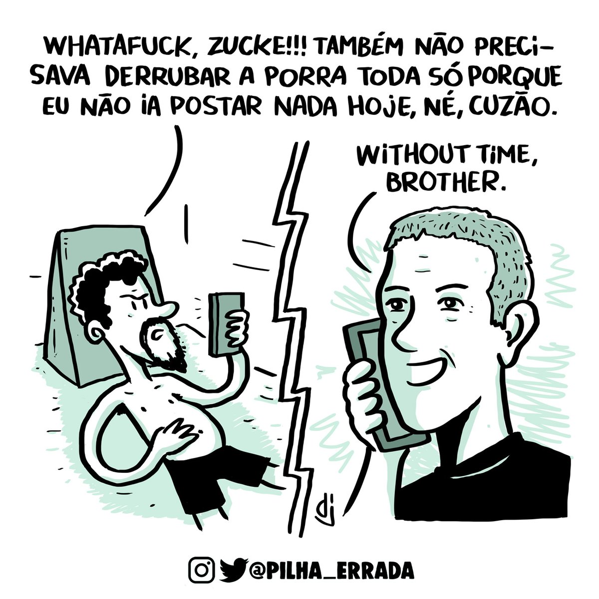 pilha_errada's tweet photo. A vida tá difícil pra todo mundo.
#cartum #cartoon #cartoonart #charge #comic #comicart #humor #humorbr #humorbrasil #humorbrasileiro #humorgrafico #comedia #pilhaerrada #markzuckerberg #zuckerberg #facebookdown #instagramdisabled #WhatssappDown #blecaute #foradoar https://t.co/QMCUnR85g9