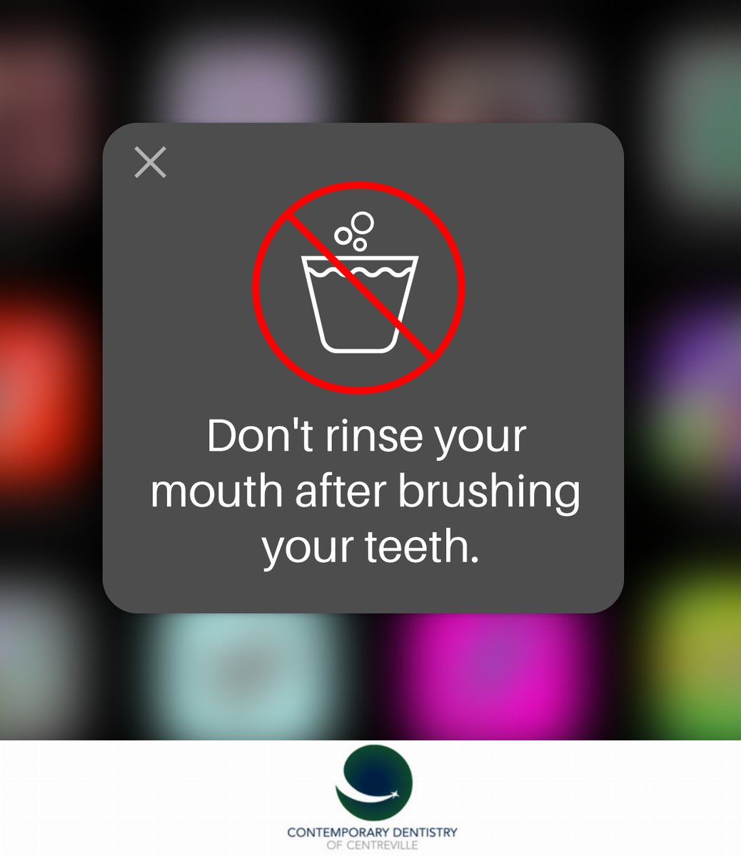 ContemporaryCV's tweet image. TEETH #TIP: Rinsing your mouth after you brush your teeth with either water or mouthwash, removes the fluoride from the toothpaste which is needed to strengthen enamel. #TeethTip #StrongTeeth #fluoride