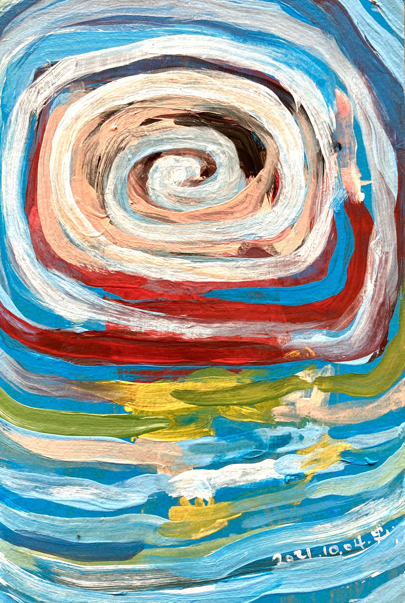 抽象画(画材クレヨン) クレヨン抽象画 A4サイズ - メルカリ
