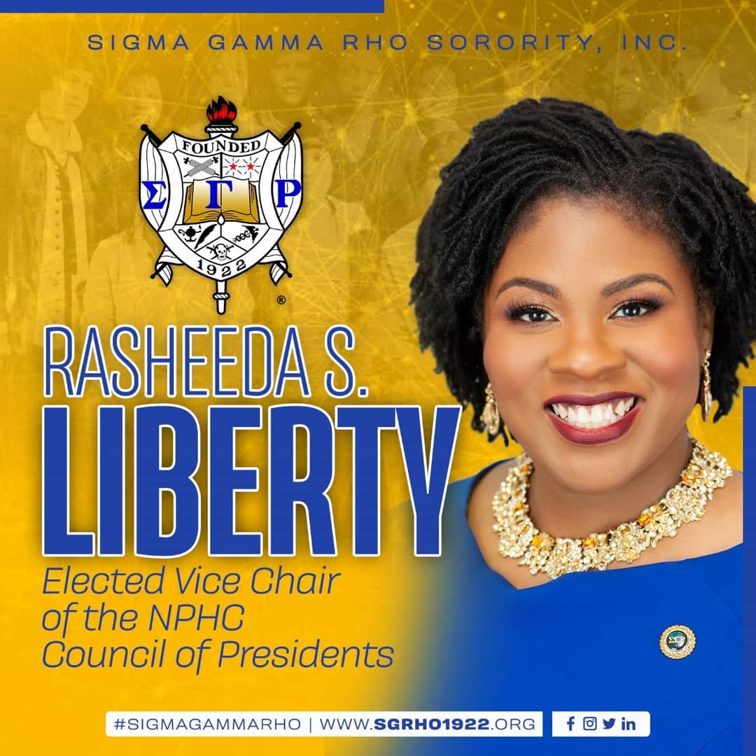 BDS_SGRhos's tweet photo. Congratulations to our International Grand Basileus Rasheeda S. Liberty on election to the role of Vice Chair of the NPHC Council of Presidents. #BrilliantBetaDeltaSigma #BrilliantBDS #BetaDeltaSigma #TallahasseeSgRhos #SGRho #SigmaGammaRho #NPHC https://t.co/GHt4sWd7Y1