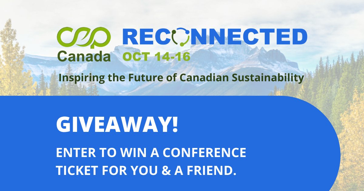CEPCalgary's tweet photo. #Giveaway time! Win a pair of tickets to our virtual conference #CEPreconnected!

Rules:
Follow us @CEPCalgary
Like &amp; share this post
Tag a friend below &amp; tell us what topic you’re most interested in: Circular Economy, Clean Energy, Green Buildings / Net-Zero
Contest ends Oct 7 https://t.co/DvOoqVz1l3