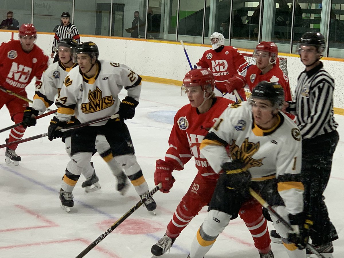 SJHL_Hawks's tweet photo. The Murray Dunn GM recap: 

The guys battled back in the second half but fall 7-4 to Notre Dame. 

Carson Dobson scored twice, Rylan Lefebvre, and Christian Albertson also scored. 

Dylan Lacroix suffered the loss in goal. 

We meet Weyburn Wednesday at 4:30 p.m. https://t.co/hqPNEjVZBR