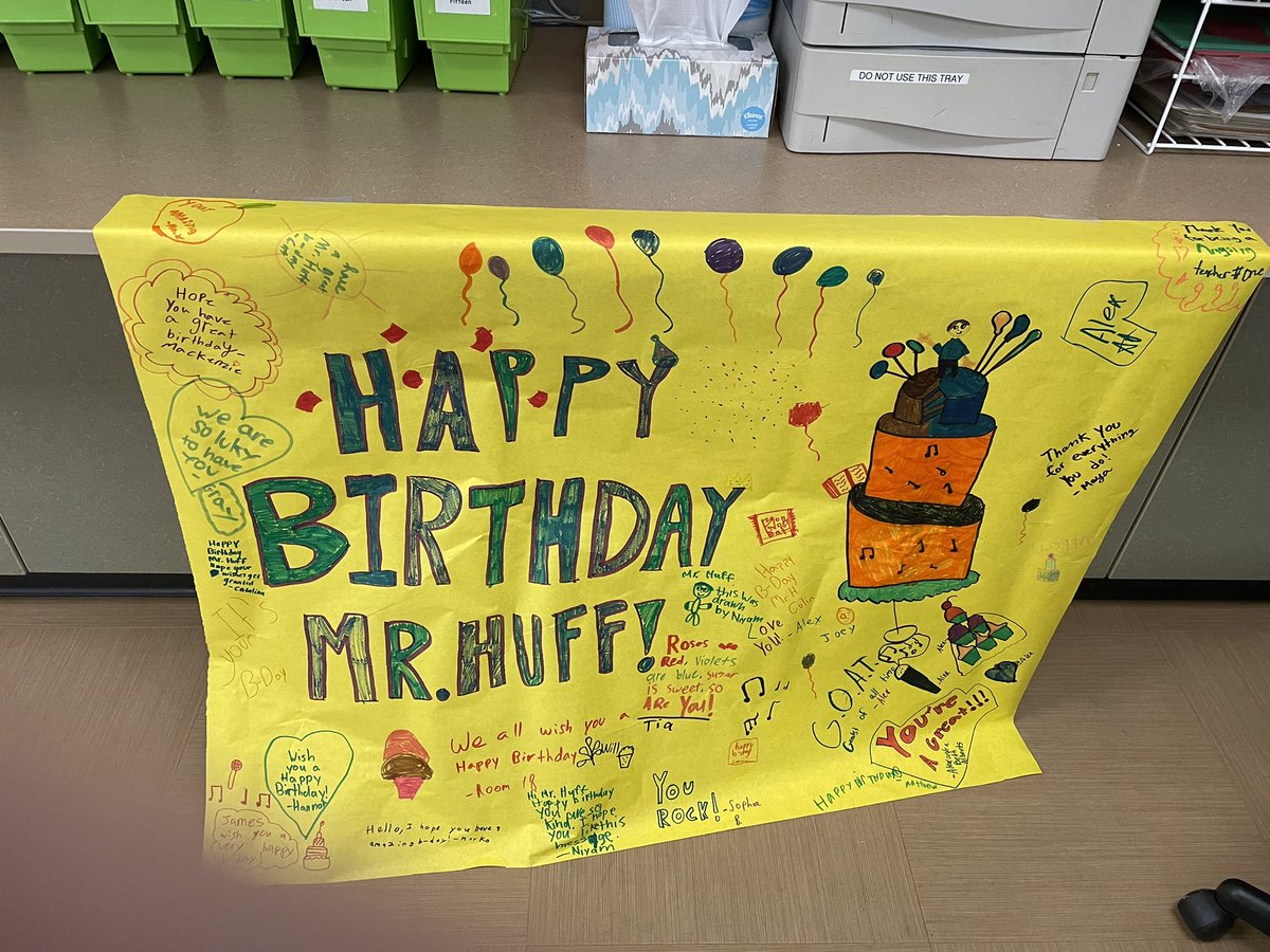 guyhuff's tweet photo. Birthday surprise from my 4th graders! They are the best! #HoffmanHornets #WeareD34 https://t.co/ME5GrI5fHr