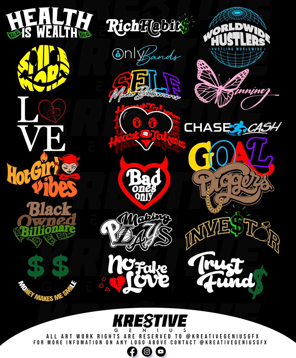 ReekPopii's tweet photo. 🚨PreMade *STREETWEAR* Logos🚨 $100
Looking To Start A Brand and Don't Know Where To Start This is for You!!!!! 

Simple Street Wear Logos ! Color Customization Available🎨 WHATS YOUR FAVORITE ONE⁉️ If Interested Inbox Me For More Information 
IG: @kreativegeniusgfx https://t.co/mVhZGBgpZd