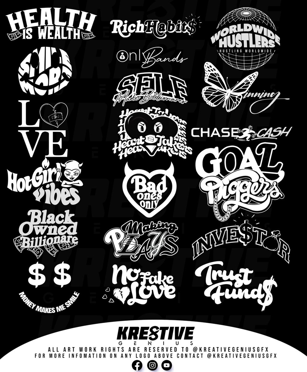 ReekPopii's tweet photo. 🚨PreMade *STREETWEAR* Logos🚨 $100
Looking To Start A Brand and Don't Know Where To Start This is for You!!!!! 

Simple Street Wear Logos ! Color Customization Available🎨 WHATS YOUR FAVORITE ONE⁉️ If Interested Inbox Me For More Information 
IG: @kreativegeniusgfx https://t.co/mVhZGBgpZd