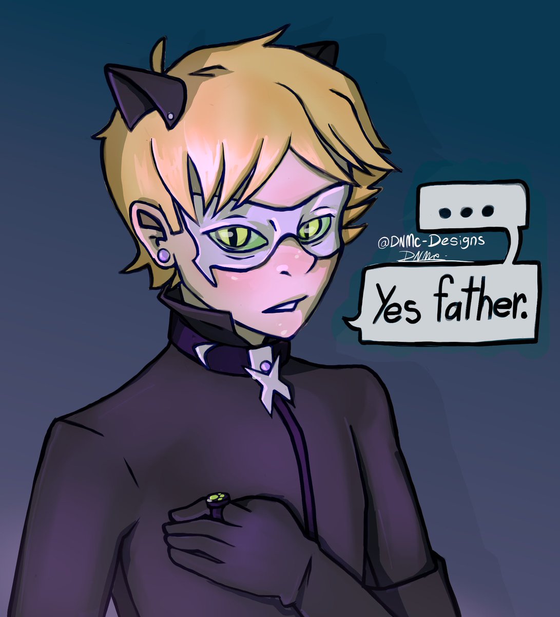 DNMC_Designs's tweet photo. I made this Au where the Miraculous are handed down through family lines instead of being given to people by a Guardian. 
So Gabriel is the one who gives Adrien the Black Cat Miraculous, and asks him to be Chat Noir to help him steal Ladybug’s. #MiraculousLadybug #myart https://t.co/RyUI721WuH