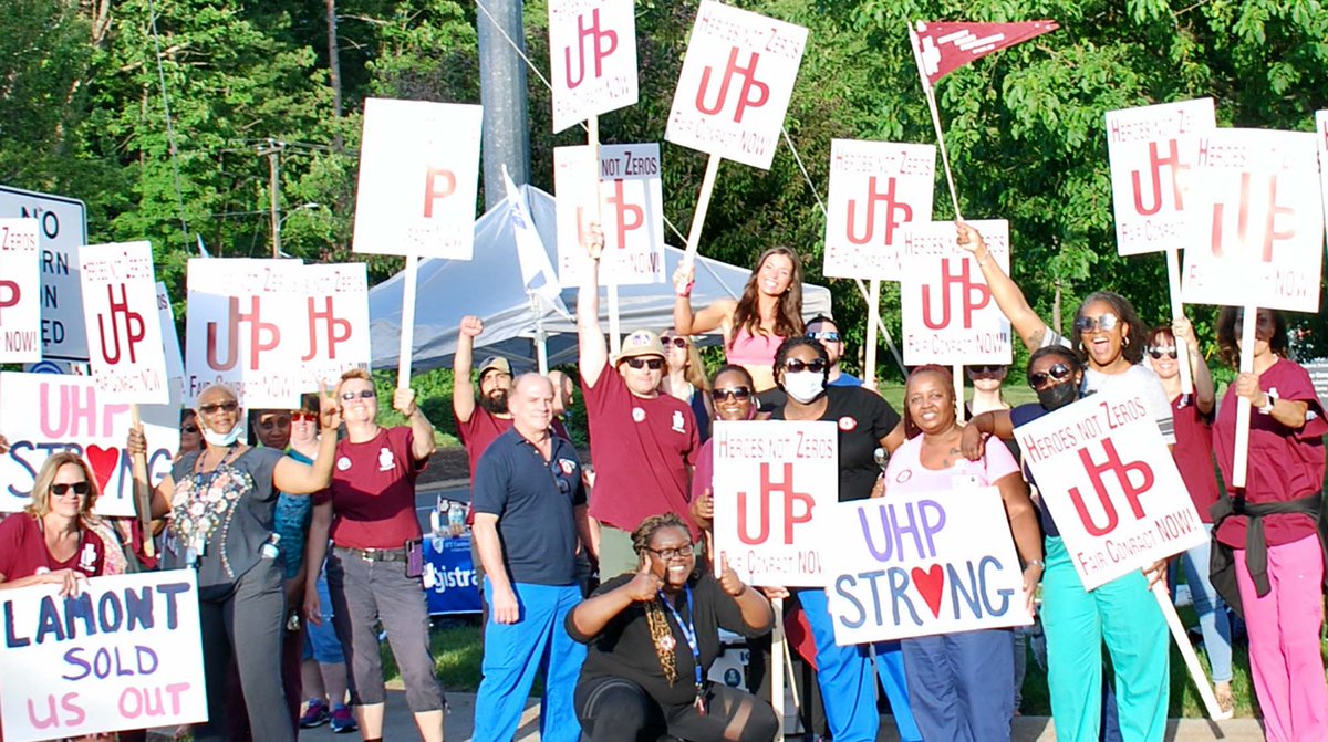 AFTCT's tweet photo. "Chronic understaffing putting safety at risk long before #pandemic;” #UniversityHealthProfessionals #union member joined fellow #CTStateWorkers re crisis threatening public srvs: https://t.co/6CqsVmYfza #SafePatientLimits @AFTUnion @AFT_PE @AFTHealthcare @AFTHigherEd @SEBAC_CT https://t.co/PBhDYmupll