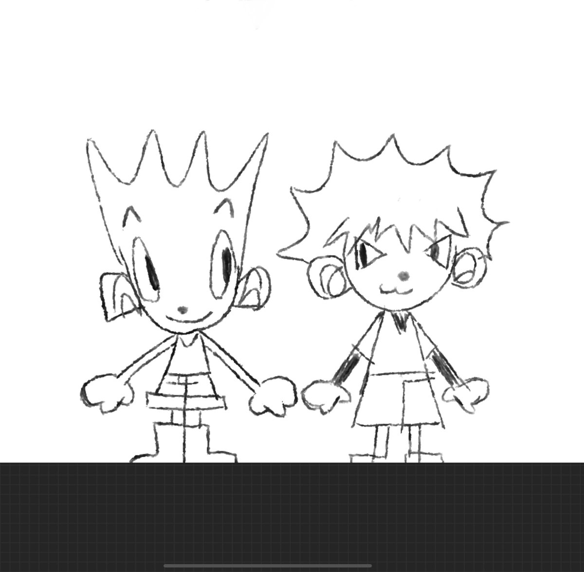 frogmunchy's tweet image. freaking cute gon and killua doodles i found from last summer
