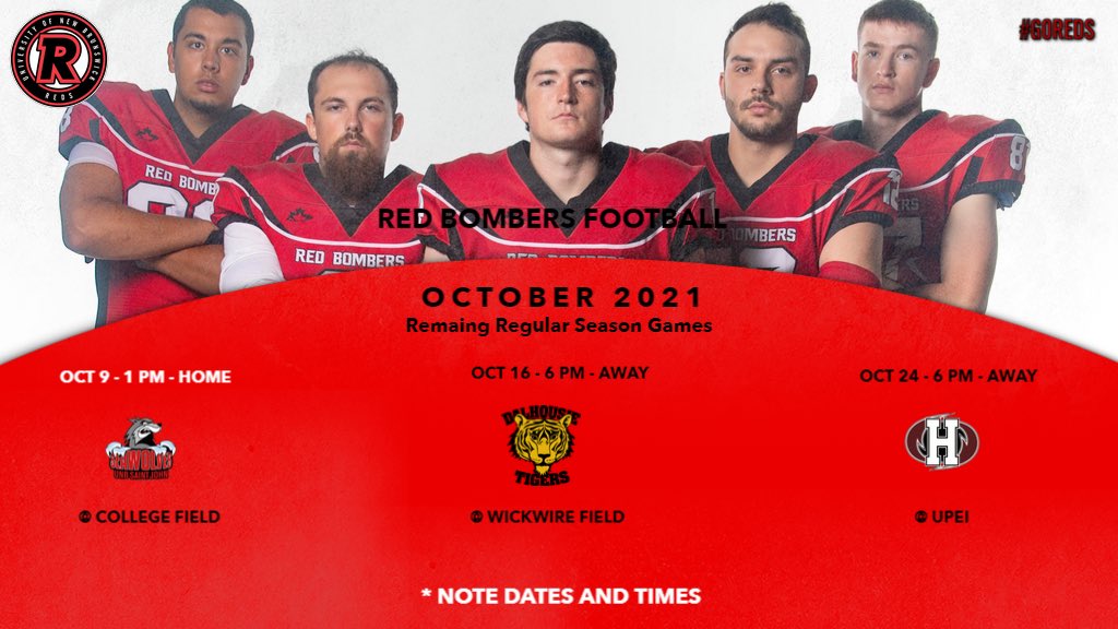Schedule for remaining regular season GO BOMBERS #GoReds