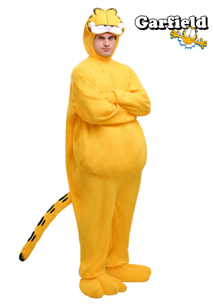 with ronald out of the way, Today's Garfield merch of the day is Adult Garfield Costume! I remember that one jacksfilms vid where he wore this costume