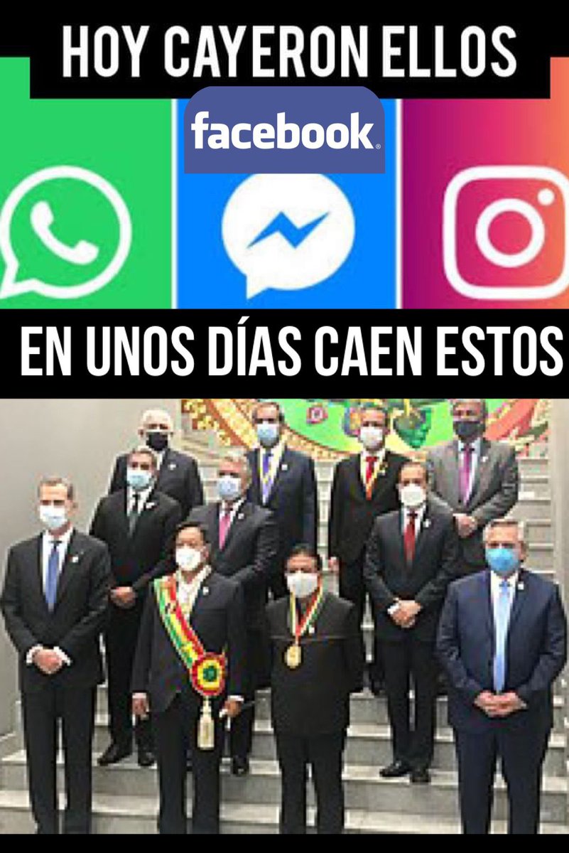clavijo_israel's tweet photo. Hoy cayeron las 3 redes mas grandes del mundo y en unos dias Caerán Estos #Innombrables !! https://t.co/yWLzsoMlXN