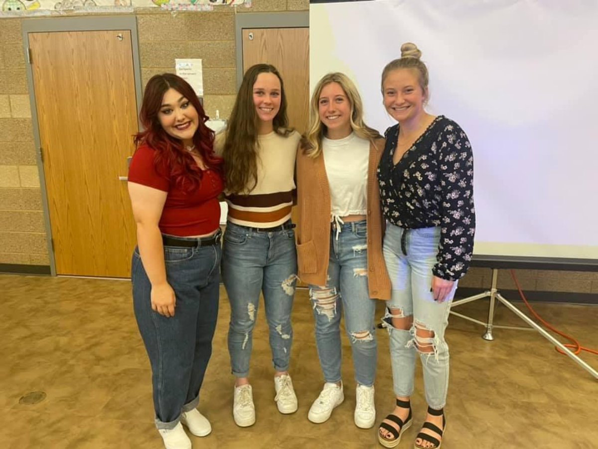 Congratulations to Bri, Molly, Tenley &amp; Coral - All ESD State Tournament Team! ❤️🖤🥎