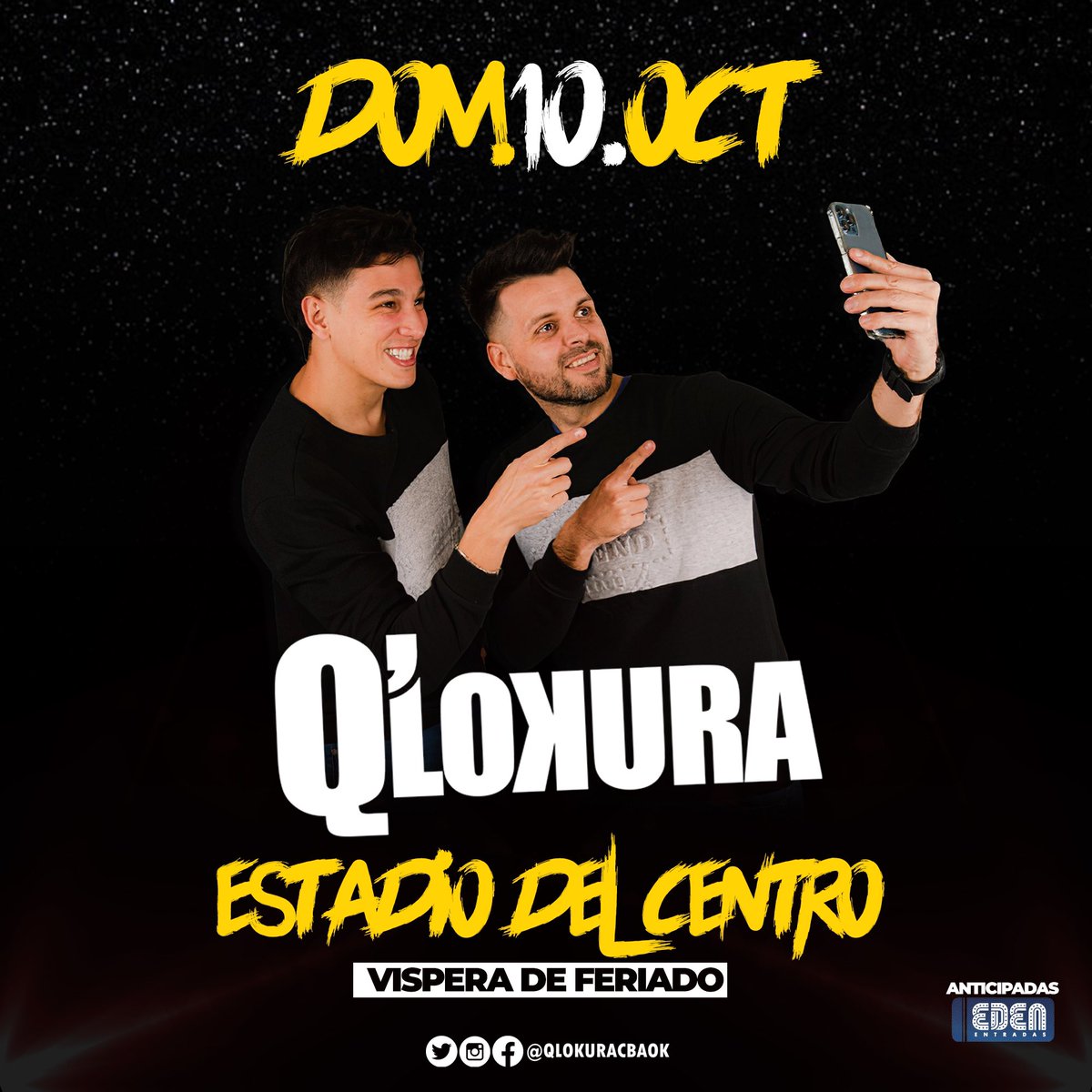 qlokuracbaok's tweet photo. ¡Este Domingo #VisperaDeFeriado nos vemos en el #EstadioDelCentro 🔥!

🔺Anticipadas a partir de mañana en @edenentradas 🎫 ¡Busca tu ticket! https://t.co/s7c1E57dvb