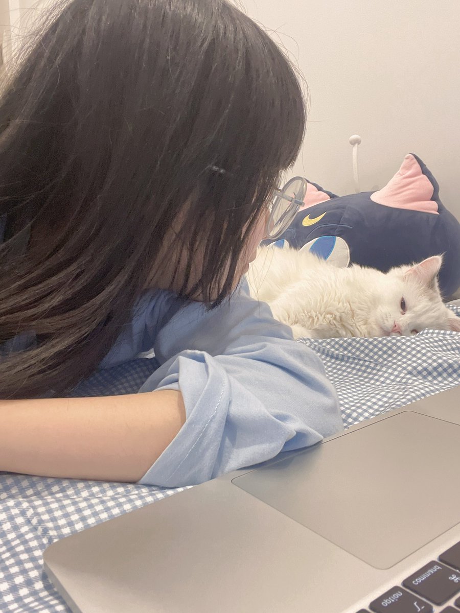 nyanyananeko's tweet photo. Last night Zaozao accompanied me to do assessments (*´ω`*) also no stream tonight as I just had my second shot of Pfizer _:(´ཀ`」 ∠):
#fullyvacinnated #catmum #catlife #selfiewithcat https://t.co/kwGisPbido
