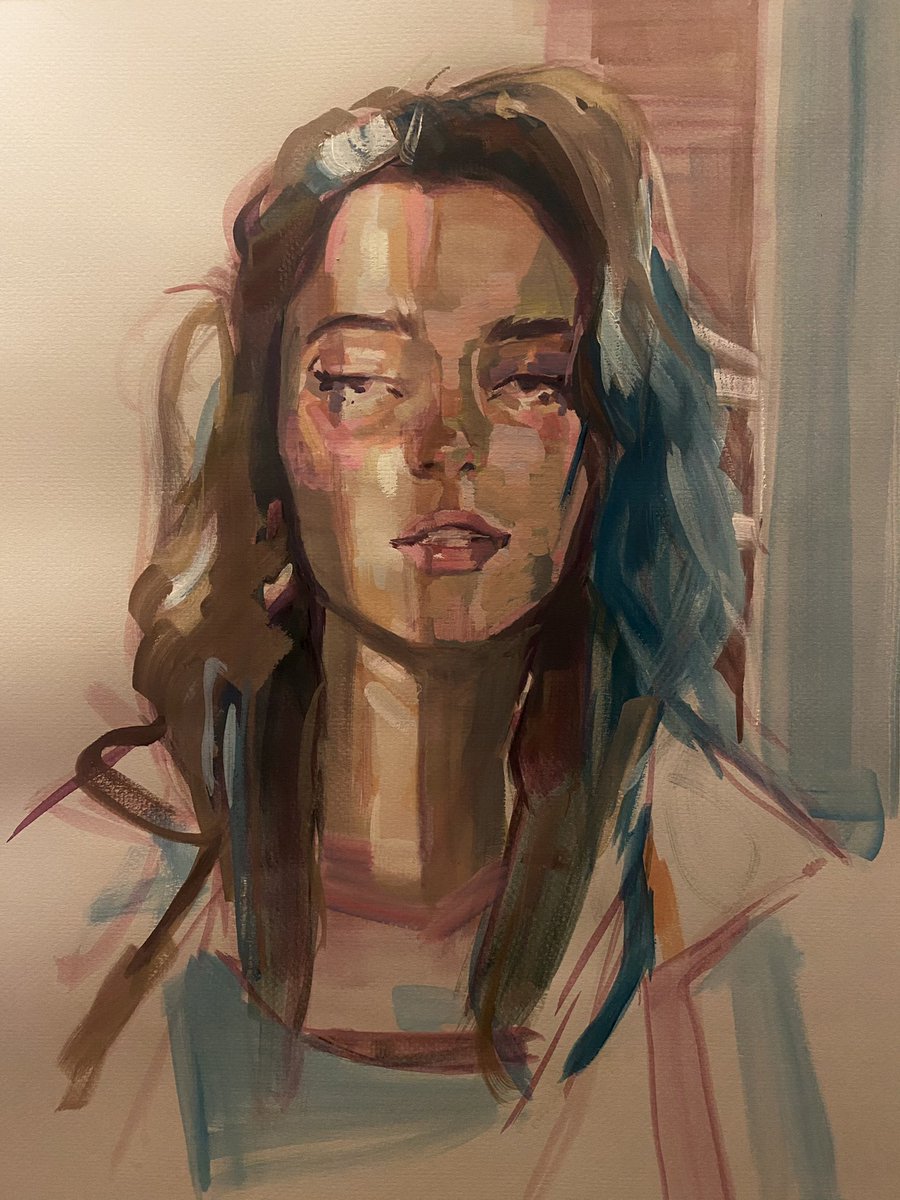 twinsmoon3's tweet photo. self-portrait in gouache https://t.co/V9Jx5nTtQh