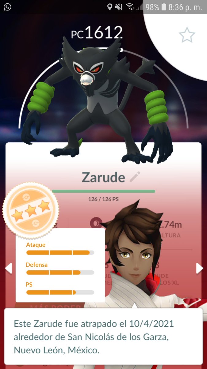 Que triste mi #Zarude me salio horrible🤮 #PokemonGO